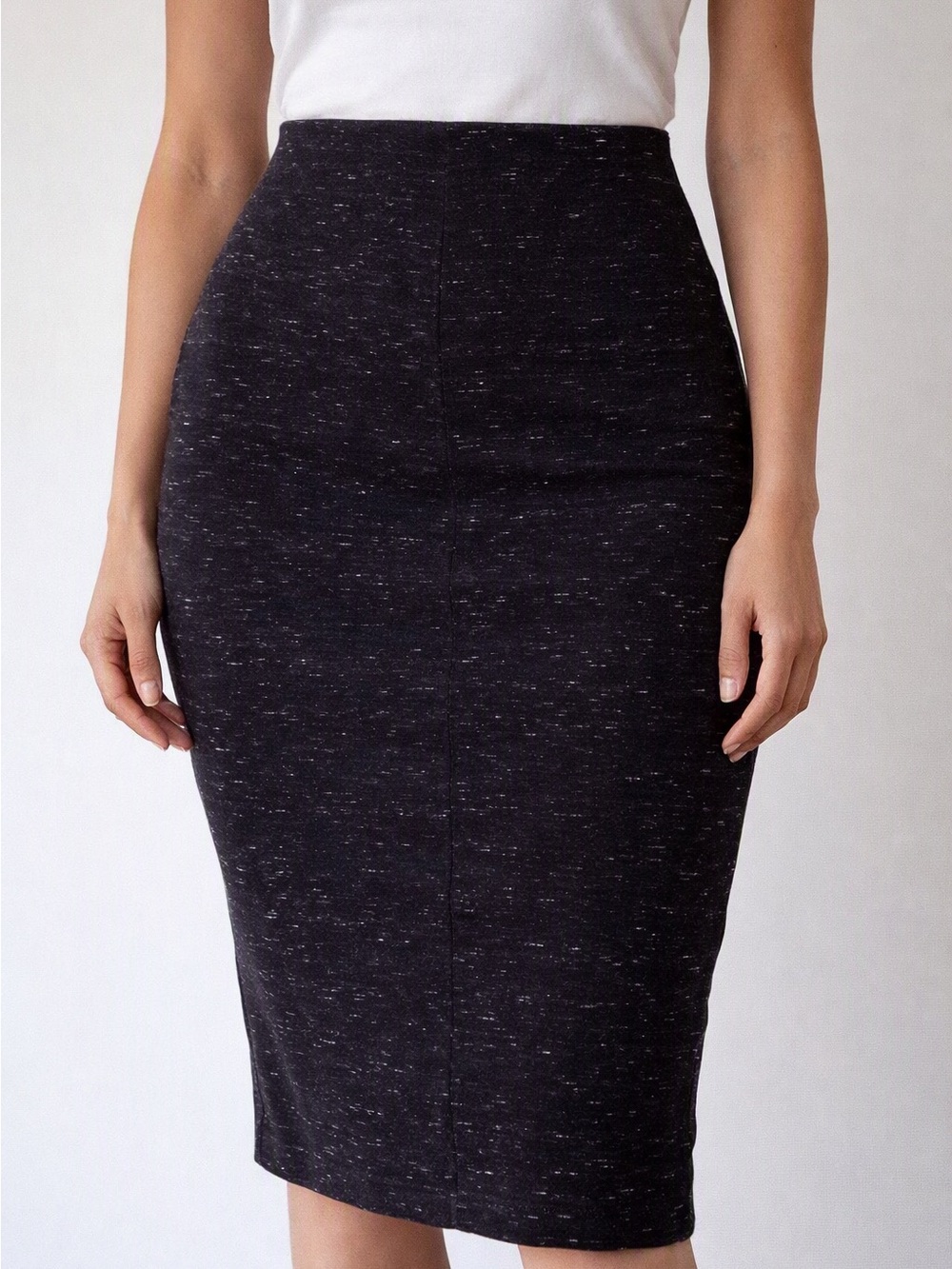 Wilfred Aritzia Lis Heather Black Speckled Pencil Skirt High Waist Midi Small